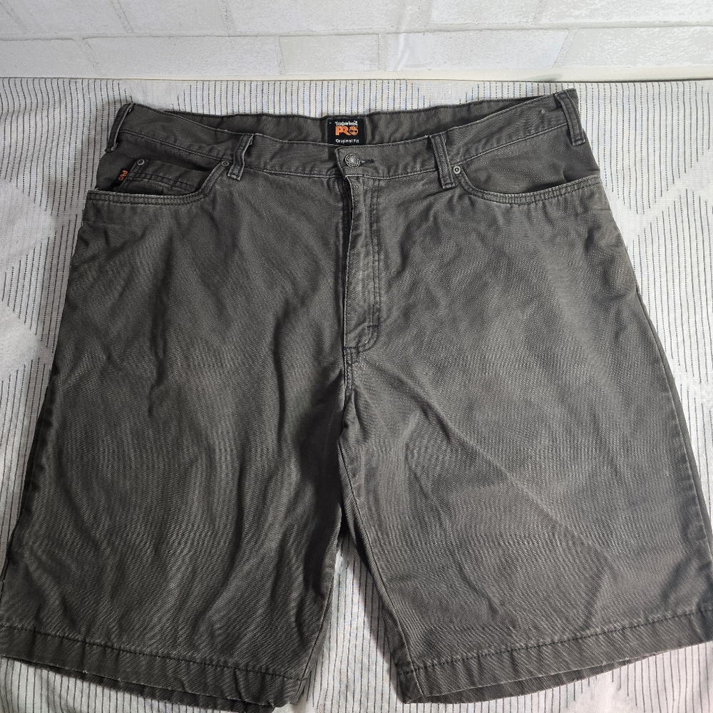 Timberland Pro Original Fit Gray Canvas Men's Shorts Size 40 100% Cotton